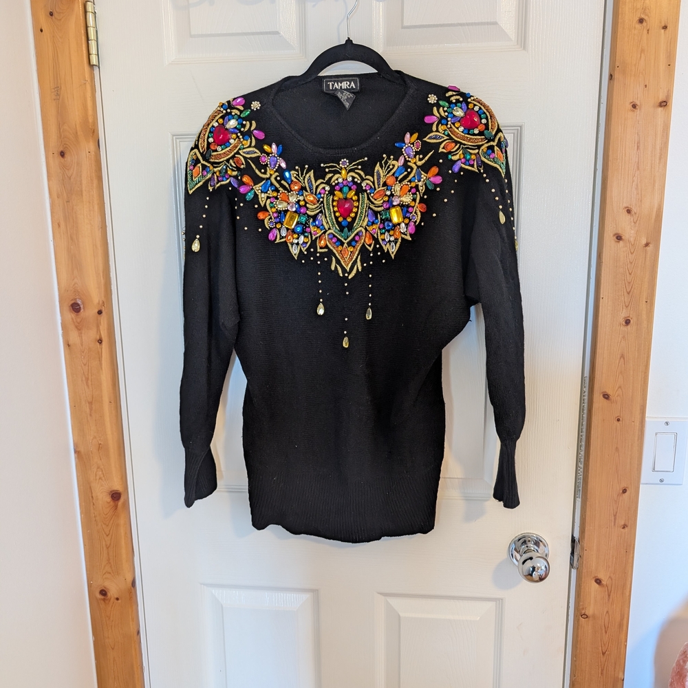 Black Embroidered Women's Top